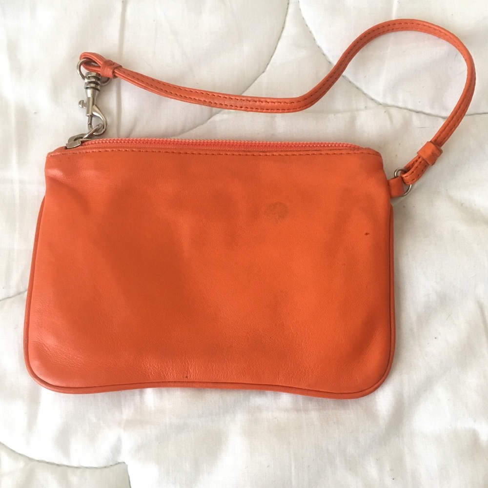 Orange Leather 90s Style Mini Purse With Strap